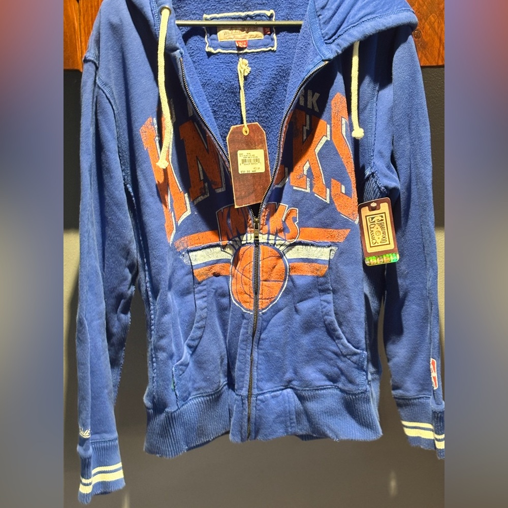 VINTAGE MITCHELL & NESS NEW YORK KNICKS ZIP UP HOODIE SIZE M NWT